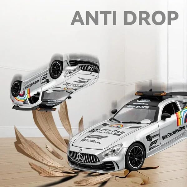 Image of Invite Enterprise Compatible for 1:24 Marcedes Safety Car F1 Toy Car Model, Diecast Collectible Pull Back Modelwith Sound and Light, Toy Gift Vehicles for Adults Kids Boys(Silver-Color)