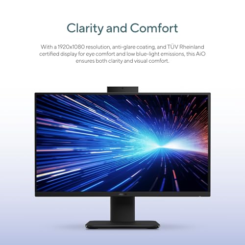 Image of ASUS V470 All-in-One, 27 inch FHD Anti-Glare Touch Display, 16GB DDR5 RAM, 1TB SSD, Intel Core i5-13420H Processor, Windows 11 Home, Wired Keyboard and Mouse Included, V470VA-MS504T, Black