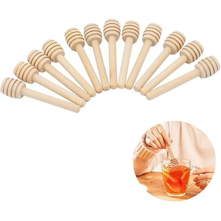 100x Honigrührer Holz 8cm - Mini Honiglöffel Mit Geriffelter Spitze
