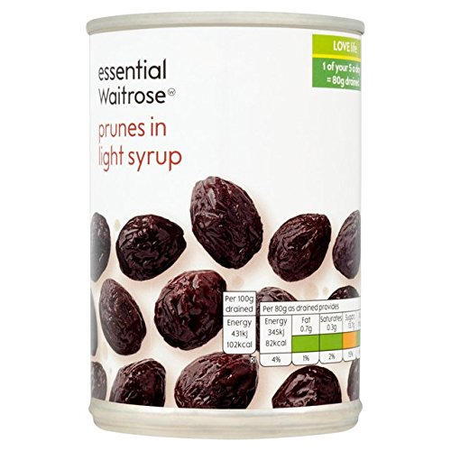 Prugne in sciroppo essenziale Waitrose 420g