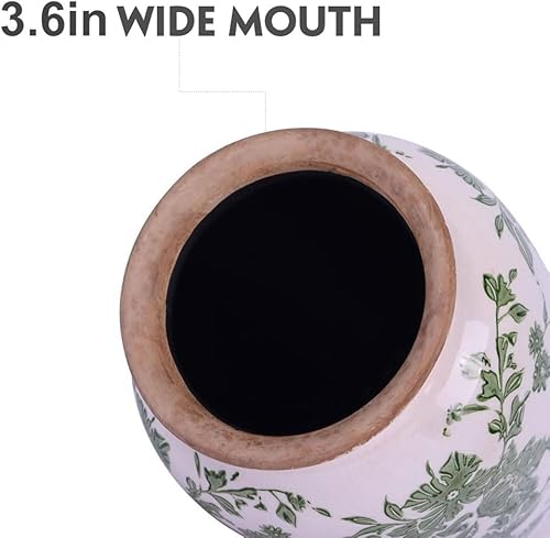 Miniatura 3 de Jarrón chinoiserie verde de 7.9 pulgadas de alto, floreros florales de decoración de chinoiserie, jarrón de cerámica de cerámica agrietada con hielo