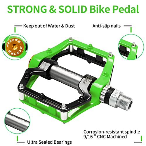 Alston Mountain Bike Pedals Road Bicycle Pedals Non-Slip Lightweight Cycling Pedals Platform Pedals 3 Bearings Pedals For Bmx Mtb 9/16 #TOP2