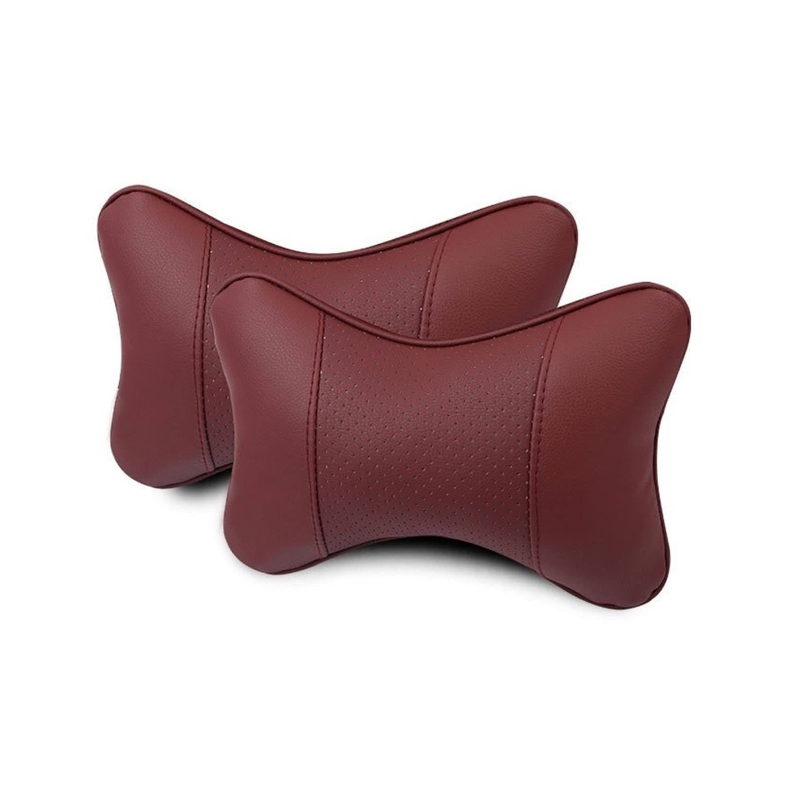 1 par de Material de Lino de Lujo para reposacabezas de Coche, Unisex, Transpirable, reposacabezas automático, reposacabezas, Cojines, Funda para Volante (Color : PU-Red 1 Pair)