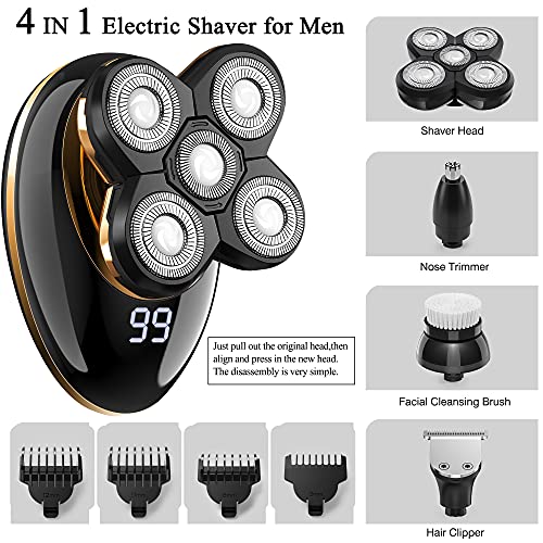Kibiy Electric Shavers For Men Bald Head Shaver Mens Electric Razors For Shaving Rechargeable Cordless Wet/Dry Rotary Shaver With Nose Trimmer Hair Clipper Father’s Day Gifts For Dad (Yellow) #TOP5