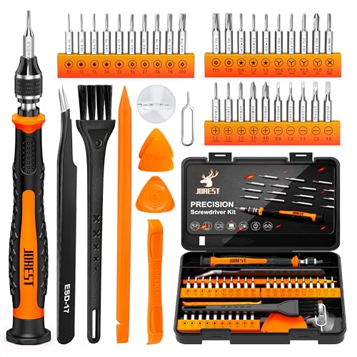 JOREST 38Pcs Feinmechaniker Schraubendreher Set, Mini Werkzeug Kit mit Torx T1 T2 T3 T4 T5, TR6 T7 T8 T9 T10 T15, Triwing Y00, Stern P2 P5, -1.0/2.0, usw, für Switch, PS4, Laptop, Xbox, Brillen, Uhren