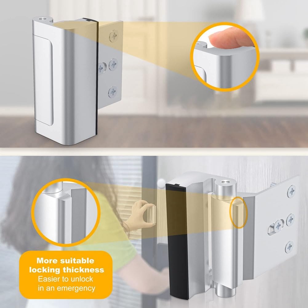 Koeydxst 1Pack Aluminium Alloy U Door Reinforcement Lock 3Inch Security Door Lock Home Proof Silver - Image 4