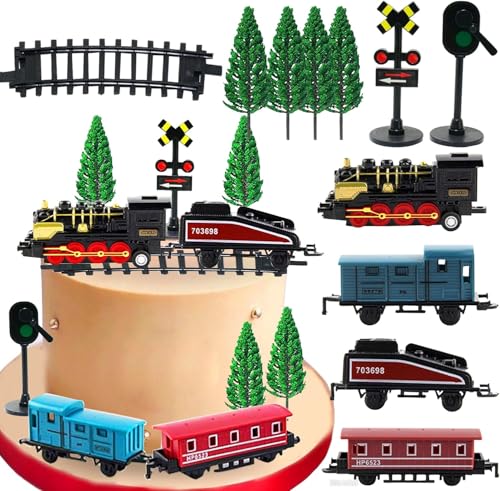 Zug Kuchen Dekorationen Mini Zug Verkehr Spur Eisenbahn Kuchen Dekorationen für Jungen Kinder Dampfzug Thema Geburtstag Party Supplies