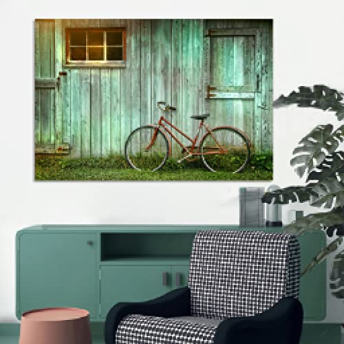 Affiche chalet vélo paysage sur toile 70x100cm déco salon - 5