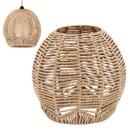 Rattan Lampenschirm E27 Dekoration Vintage Tischlampenschirm Stehlampe Lampe B?hmische Ersatzlampenschirme für Pendelleuchte Wandlampe Tischlampe Deckenleuchte Schirm