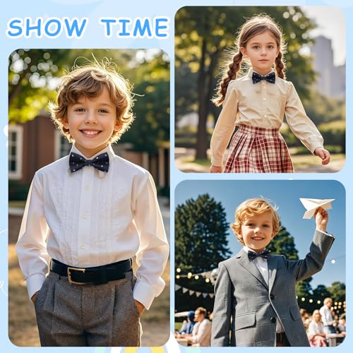 Bow Ties for Boys, 4.13" x 1.96" Polka Dot Kids Bowtie Pre-tied Adjustable Bow Tie for Girls School Graduation Daily4
