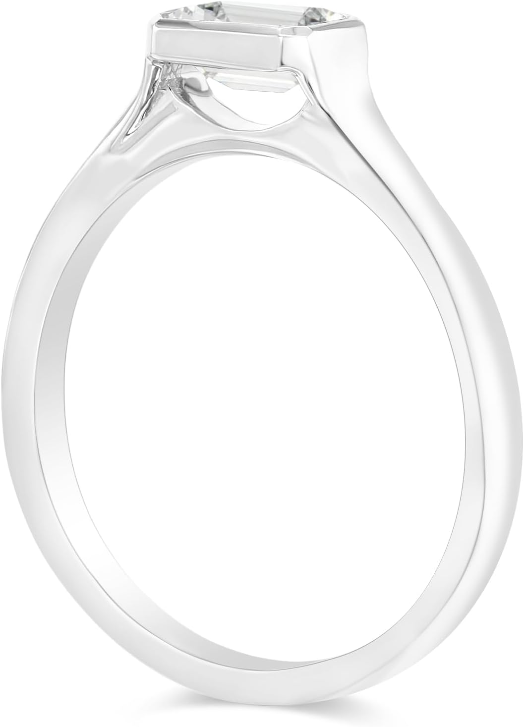 1-3ct Emerald Shape Moissanite Bezel Set Engagement Ring 925 Sterling Silver 10K 14K 18K Solid Gold Wedding Rings with Engraving