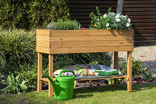 dobar 58130FSCe Grote plantenbak met legplank, verhoogd groentebed, kruidenbed van hout, plantenbak voor balkon/tuin/terras, 117 x 40 x 80 cm - Image 7