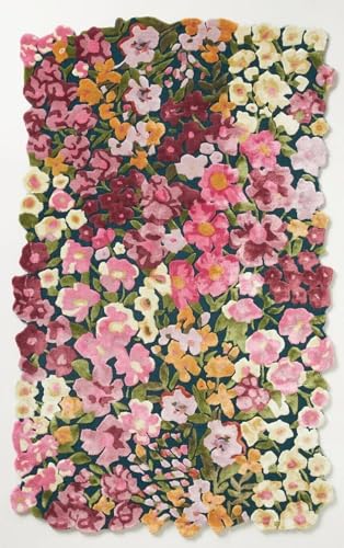 Tapete Floral Irregular Hecho a Mano de Seda y Lana 5x8 ft miniatura 3