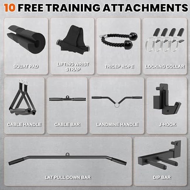 Power Rack Home Gym with Aluminum Pulley Set ¨C 2000LB Capacity Multifunction Squat Rack with Cable Crossover, Includes 16 Professional attachments for Home Gym Strength Training, P63 Rampage