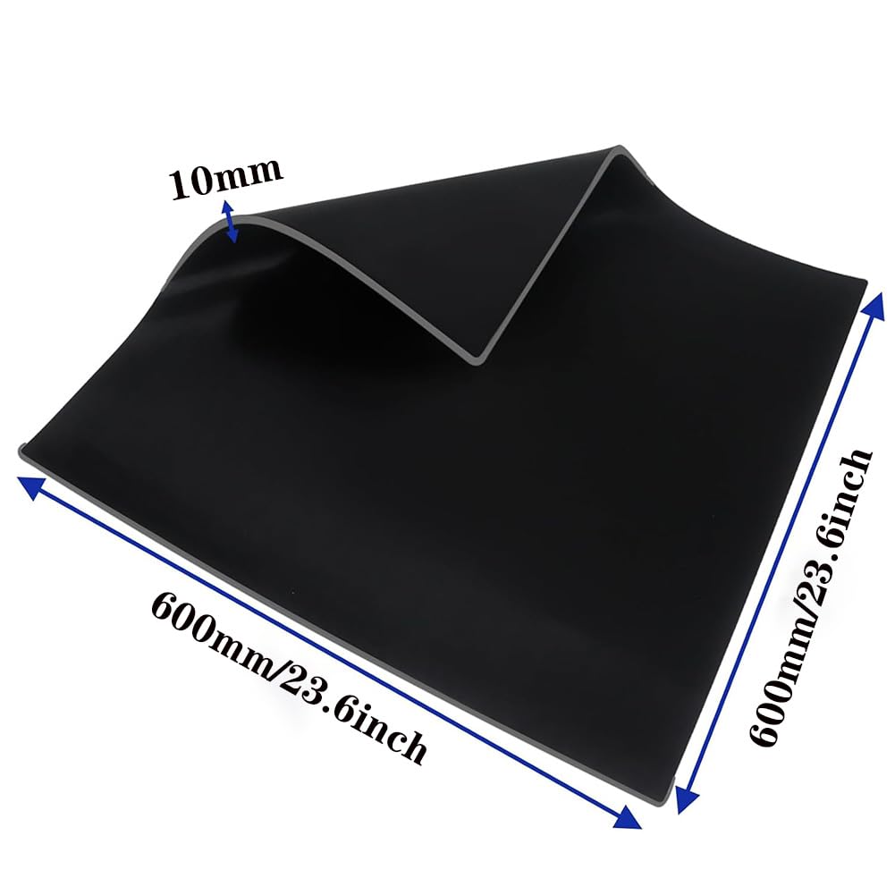 Piastra in Gomma Nera Isolante in Neoprene per Macchine Industriali Fai-da-Te, Lato di 600 mm,600mm×600mm×10mm