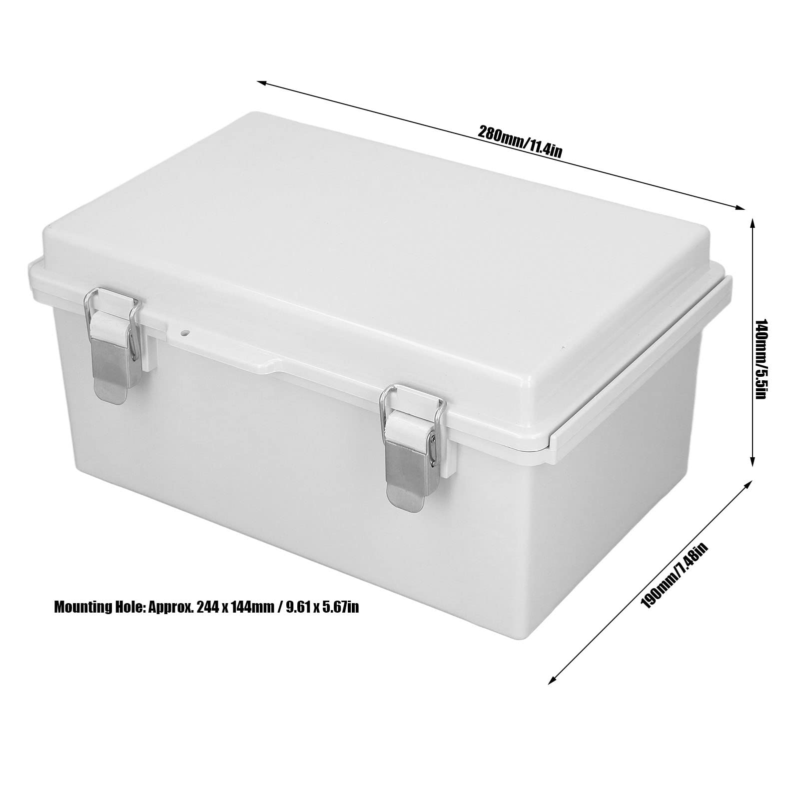 Dioche Custodia per Elettronica IP67 Scatola Elettrica IP67 Giunzione Esterna 190x290x140mm Custodia per Elettronica ABS Fai-da-te con Acciaio Inossidabile