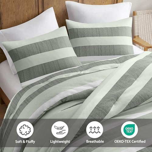 Regency Heights Queen Size Striped 3 Pieces Comforter Set, Sage Green - image 5