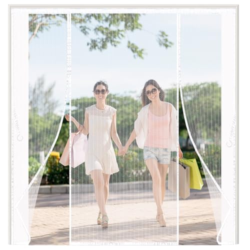 Ouverture LatéRale Pour Porte Coulissante Double Porte Patio Moustiquaire,Moustiquaire MagnéTique Porte Rideau MagnéTique De Porte De Balcon,Rideaux Anti Mouches pour...