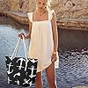flintronic Women Beach Bag | Canvas Travel Tote Bag | Large Shoulder Bag with Rope Handle for Beach, Holiday, Shopping, Traveling (45cm*32cm*14cm) Anchor Pattern Design (Black) #2