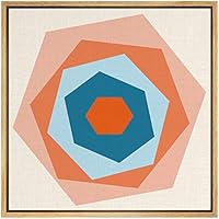SIGNWIN Framed Canvas Wall Art Biege, Pink, Orange, Blue and Red Color Blocks and Hexagons Geometric Shapes Illustrations Pop Art Modern Colorful for Living Room, Bedroom, Office - 16