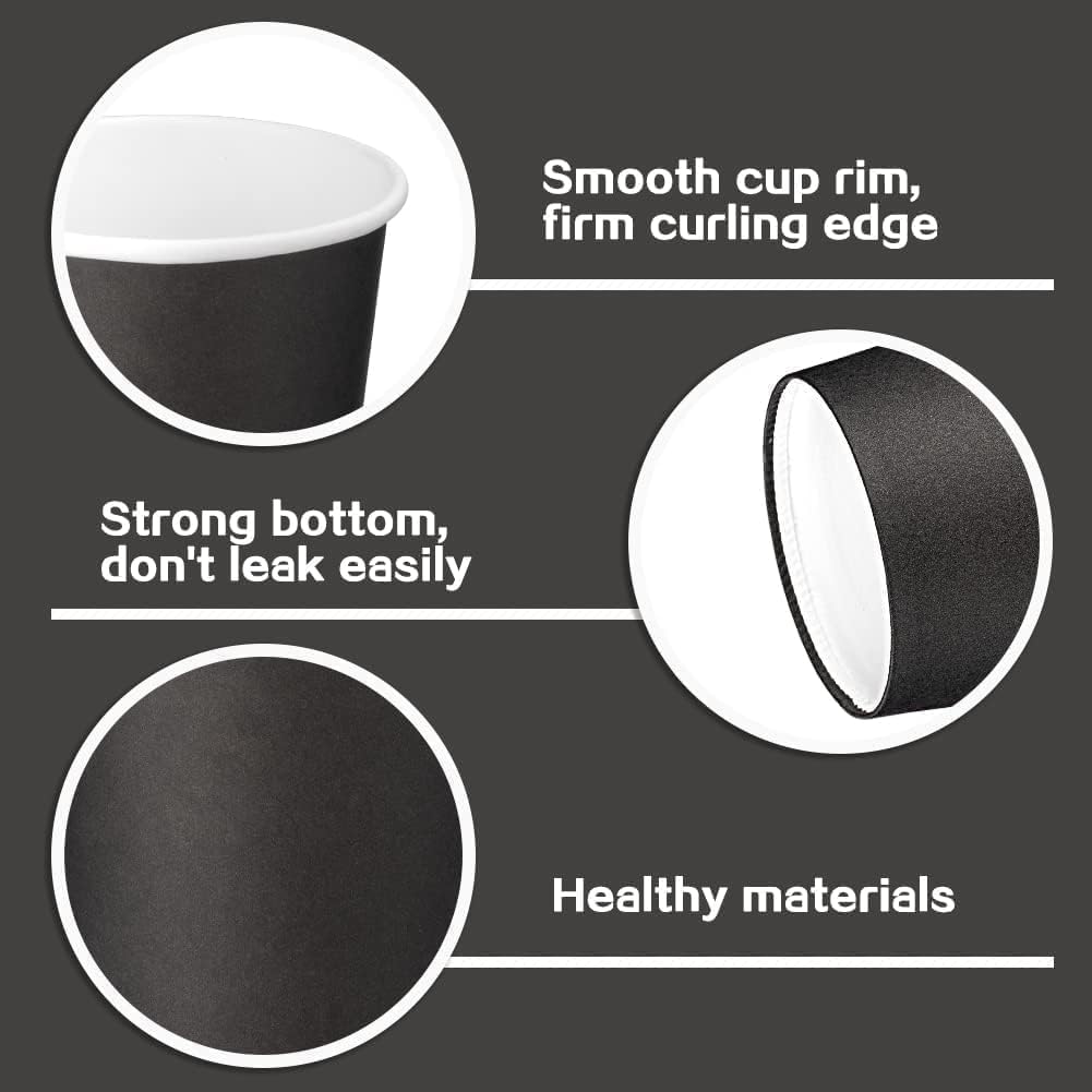 50 Pack 8 oz Black Disposable Paper Coffee Cups, Hot Cup Coffee Cups, Disposable Cups, Party Beverage Cups, Hot/Cold Beverage Drinking Cup for Office, Party, Restaurant - Image 3