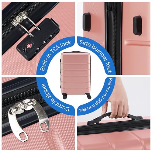 OLIXIS 28 Inch Luggage, Hardside Checked Suitcase with Spinner Wheels, Lightweight ABS Hard Shell Travel Luggage, TSA Approved Lock, Expandable Large Suitcase for Business & Travel–Pink4