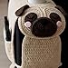 Crochet Dog Sofa Organizer, 2-Pocket Cute Handmade Crochet No-Slip Dog Sofa Armrest Organizer Caddy, Remote Control and Mug Holder for Living Room, Bedroom, Dorm Decor (A)