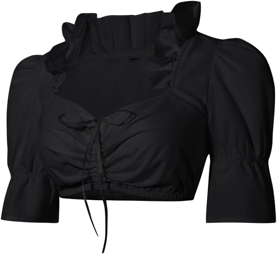 Women's Bavarian Oktoberfest Costume Traditional Dirndl Half Sleeve Blouse Classic Tops - Image 3