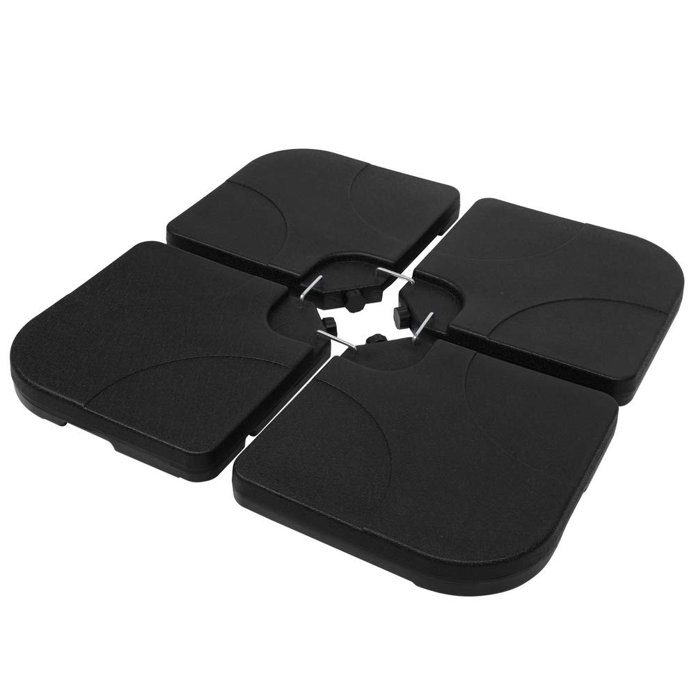 MATONELL 4pcs Square Offset Umbrella Base Plastic Cantilever Patio Umbrella Base, Water/Sand Filled Umbrella Base (Dark Black)