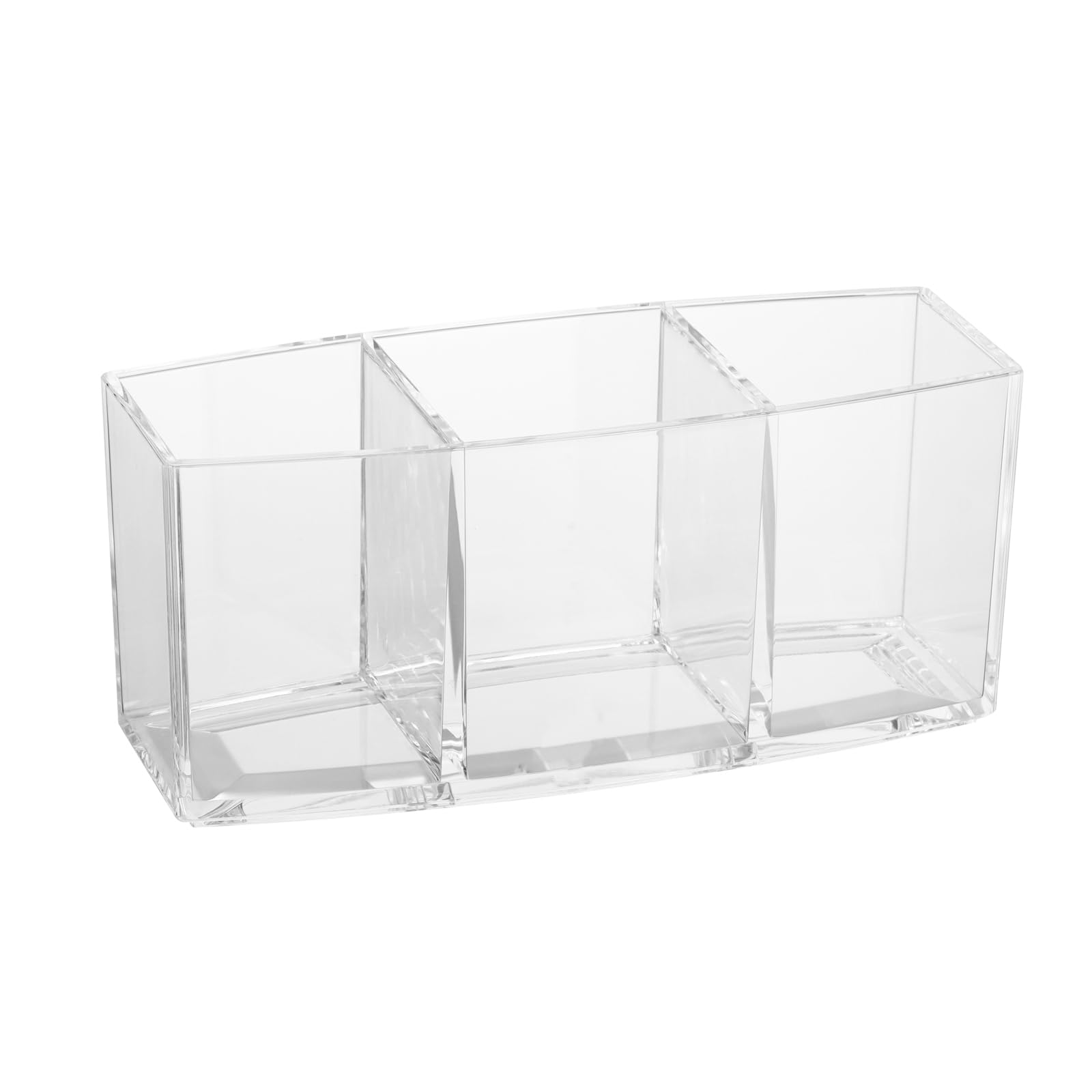 PZJFHMakeup Brush Holder Organizer,3 Slot Acrylic Cosmetic Brushes Storage Organiser, Pen Pencil Box Stationery Storage Holder For Bathroom, Bedroom, Dressing Table,Office Desk