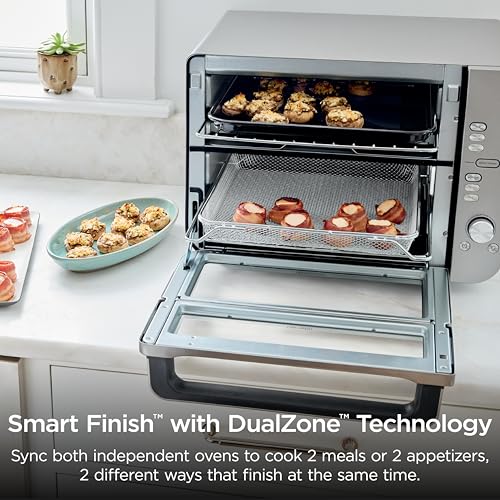 Image of Ninja Air Fryer Toaster Oven Combo | Double Stack XL | 12-in-1 | Fits 4.5 lb Chicken & 6lbs of Wings | Smart Finish Cook 2 Different Meals at Same Time | Countertop Oven | Stainless Steel | DCT601