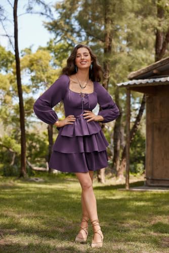 Pirate Costume Women Mini Long Sleeve Renaissance Dress Dark Purple S - image 5
