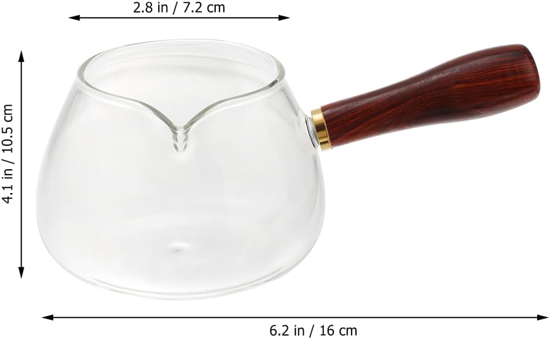 Glass Teapot with Handle, Clear Chinese Kung Fu Tea Pitcher Pour Spout Serving Decanter Cup Creamer Pitcher for Coffee Tea Milk Syrup Sauce