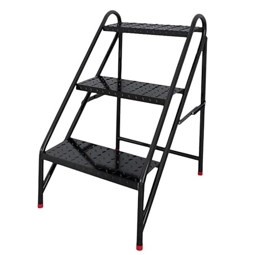 AOUMK 耐荷重はしご!踏み台、折りたたみ式ラダー、ヘリンボーンのはしご、炭素鋼踏台、家庭用階段、滑り止め、ポータブル、耐荷重200kg 組み立て不要、足場台 作業用 産業用 (3層(高さ66cm))
