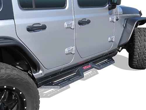 Miniatura 4 de HD Ridez Estribos de construcción de acero compatibles con Jeep Wrangler JL 2018-2023 de 4 puertas (incluye 21-23 4xe) (los laterales de fábrica o