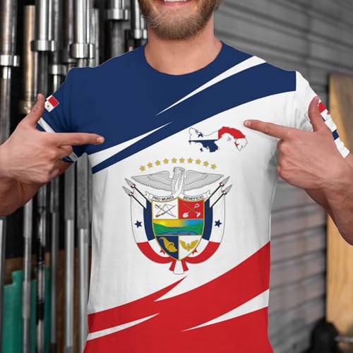 BJU Panama Flag T-shirt Country Flag Badge Tee Print Crewneck Short Sleeve Fashion Casual Top Unisex4
