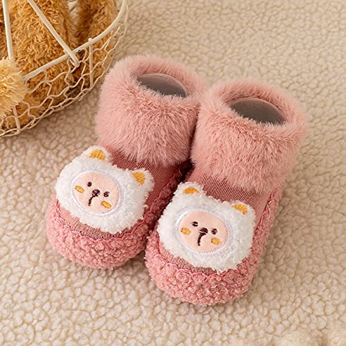 Baby Sock Shoes Cute Bear Warm Slippers Boys Girls Fleece Liner Ankle First Walking Shoes Lndoor Slippers2