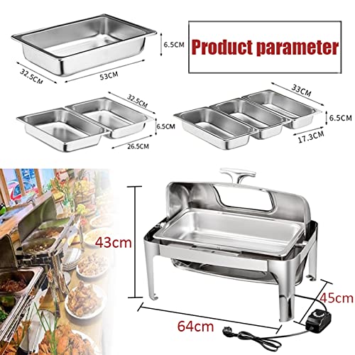 JTYDFG Kommerzieller Speisenwärmer, 9L Chafing Dish Edelstahl mit Deckel, Warmhaltebehälter Wärmebehälter Buffetwärmer… – Bild 8