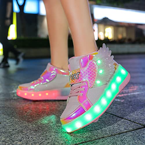 Image of Nsasy Roller Shoes Kids Roller Skates Shoes Girls Boys Wheels Shoes Become Sport Sneaker with Led for Children Gift