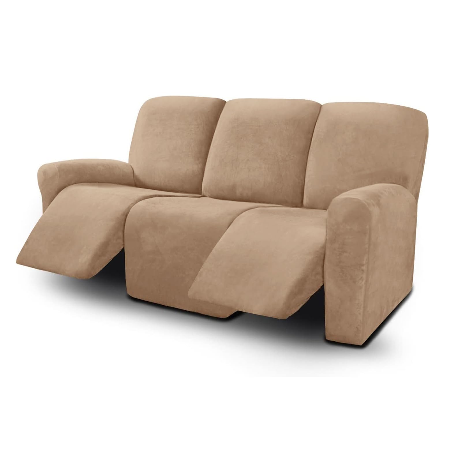 WJHDWYD 3 Seater Sofa Cover Reclining Sofa Cover 8 Pieces Stretch Sectional Sofa Slipcover for Reclining Furniture Protection 3 Sofa Slipcovers Plush Sofa Cover(Cachi)