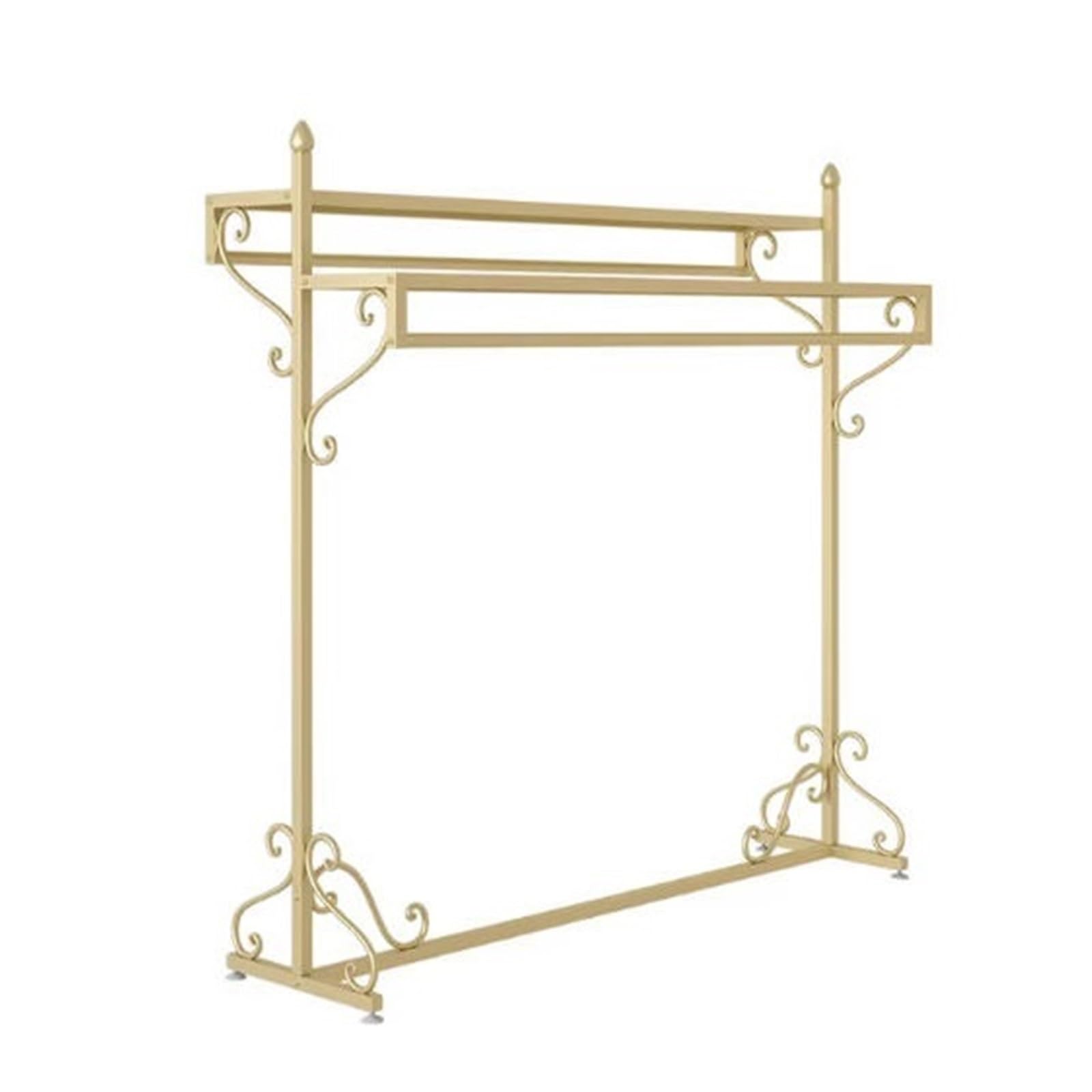 LJHFG63KUYT Clothes Rack Clothing Store Golden Island Display Shelf, Floor Standing Combination, Double Row Hanging Rack Display Stand(Medium)