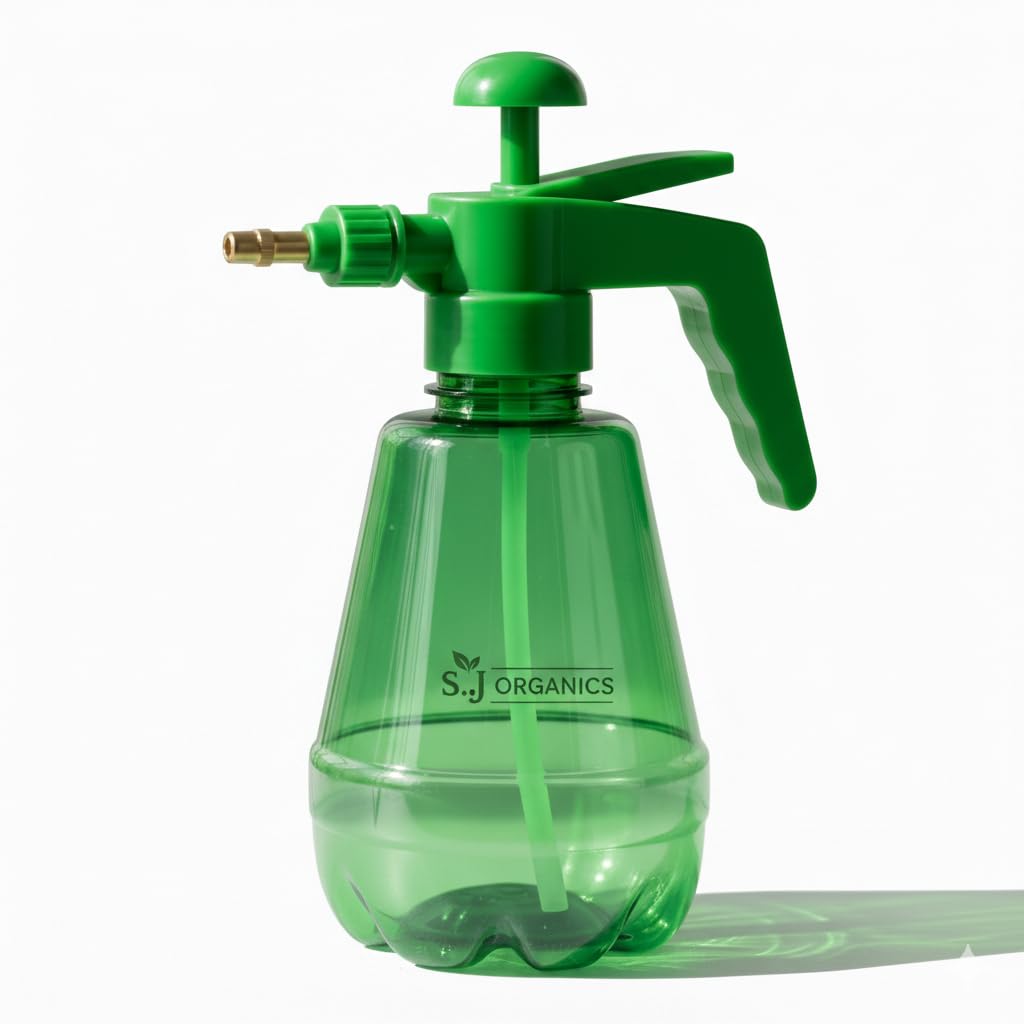 SJ Organics Hand Pressure Garden Sprayer Pump | 1.5 Litre Capacity | Adjustable Brass Nozzle (Jet & Mist) | Manual Sprayer for Plants, Gardening, Cleaning & Pest Control