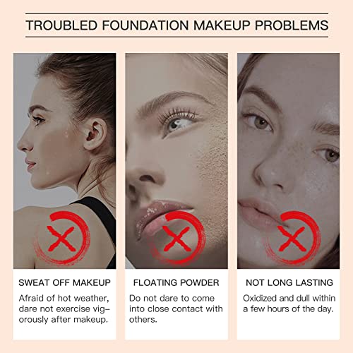Lsxia 2Pcs Liquid Concealer Foundation Set, Waterproof Foundation Moisturizing Foundation Makeup Full Coverage Foundation Face Cream Foundation Hide Concealer Makeup For All Skin (Ivory) #TOP2