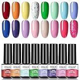 ROSALIND Esmalte Semipermanente de Uñas en Gel UV LED,16 pcs de Pintauñas Semipermanentes Verano Macarrón Mini,Esmalte de uñas en Gel Set Primavera y Verano