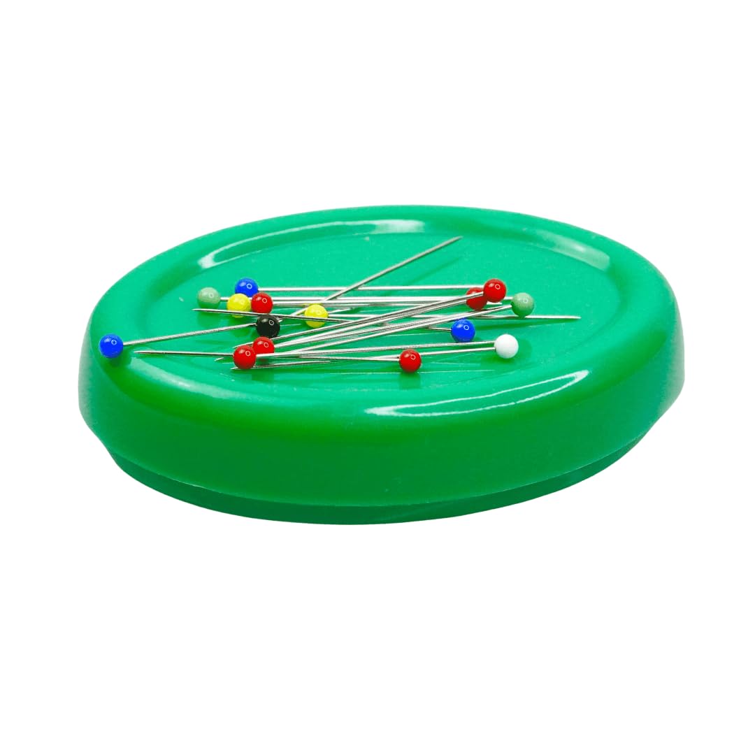Trimz Magnetic Pin Cushion for Sewing and Quilting – Strong Magnet Needle Holder & Organizer, Green, 12 x 8 x 3 cm