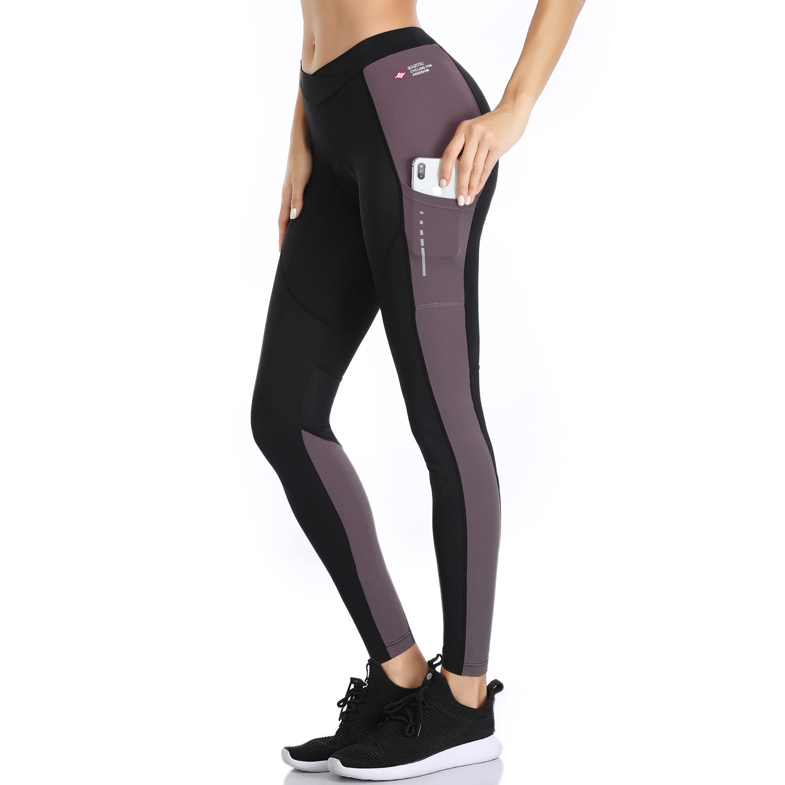 Santic Fahrradhose Damen Lang Gepolstert 7/8 Radlerhose Radsport Leggings Tights Lange Hosen Sitzpolster Elastische Schnell Trocknend Atmungsaktive
