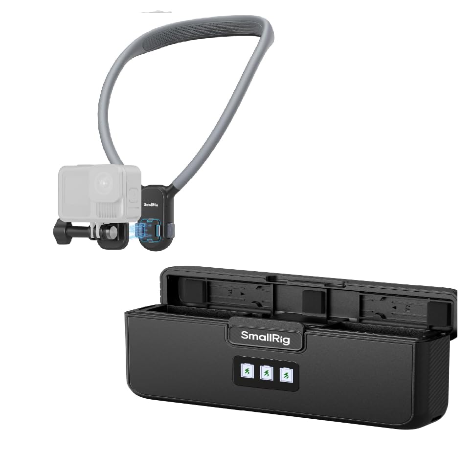 SMALLRIG Magnetic Neck Mount for Action Camera and Battery Charger for Gopro Hero 12/11/10/9 - Detailed View