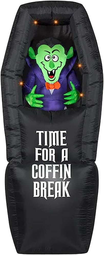 7' Gemmy Airblown Inflatable Halloween Animated Vampire Rising in Coffin Yard Decoration 225315