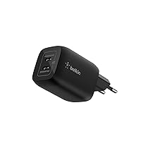 Belkin Gaming Doppio Caricatore da muro USB-C da 65W, Caricabatterie USB 3.0 rapido con tecnologia GaN per Nintendo Switch 2, iPhone 16, iPad, MacBook Air, Chromebook, Galaxy S25 Ultra e altri – Nero