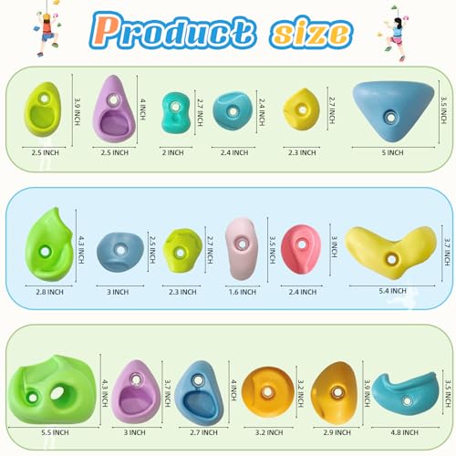 Image of 32 PCS Rock Climbing Wall for Kids,Rock Wall Climbing Holds,Adults Climbing Wall Grip Kits Holds Up to 230 lbs for Outdoor Indoor Home Playground Climbing Wall Holds（Pastel Color）
